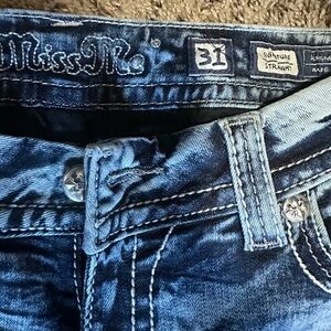 Miss Me Distressed Blue Jeans